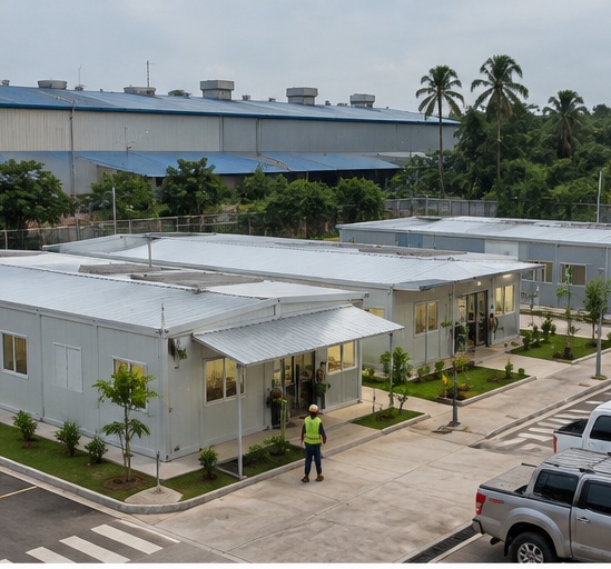 Fasilitas kantor sementara prefab untuk ekspansi pabrik di Banten